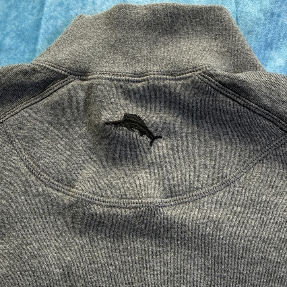Tommy Bahama Gray Quarter Zip Pullover Sweatshirt Men's Large No Size Tag - Picture 6 of 7